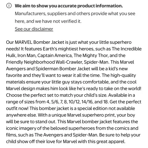 Marvel Superheroes Characters Boys Bomber Jacket, Spider-Man - Picture 13 of 13